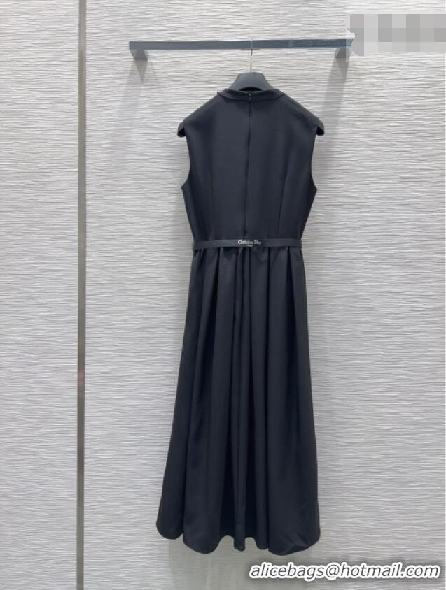 Famous Brand Dior Long Dress with Neck Bow DR032504 Black 2026
