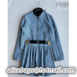 Luxury Cheap Dior Wool Jacket and Skirt Set DR032517 Blue 2026