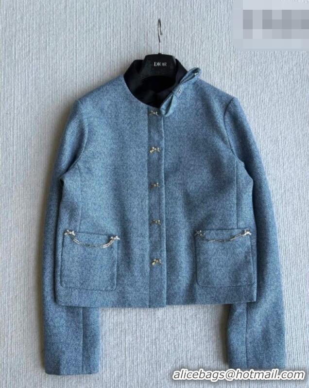 Luxury Cheap Dior Wool Jacket and Skirt Set DR032517 Blue 2026
