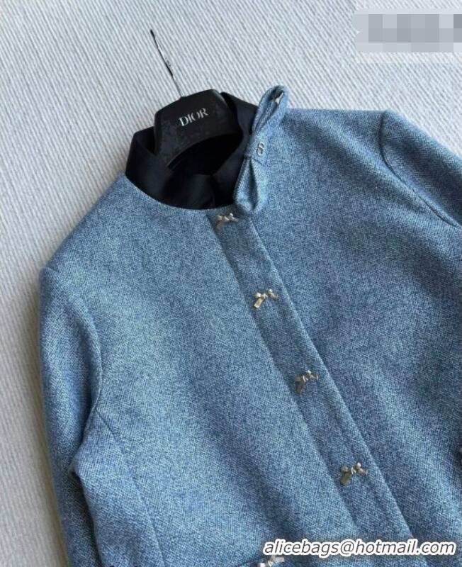 Luxury Cheap Dior Wool Jacket and Skirt Set DR032517 Blue 2026