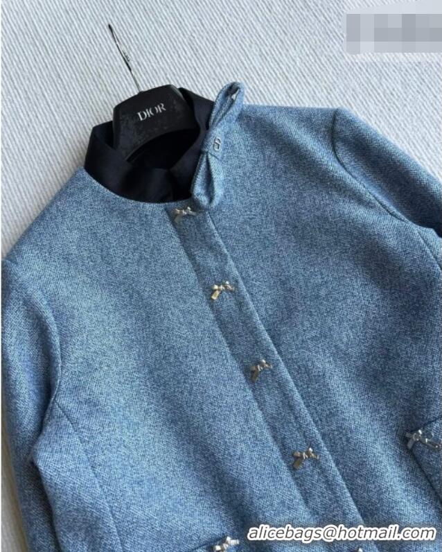 Luxury Cheap Dior Wool Jacket and Skirt Set DR032517 Blue 2026
