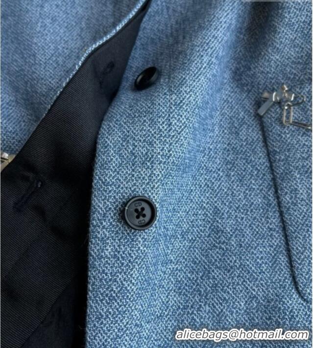 Luxury Cheap Dior Wool Jacket and Skirt Set DR032517 Blue 2026