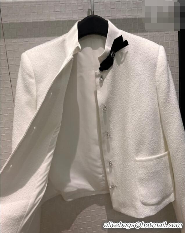 Particularly Recommended Dior White Jacket with Neck Bow DR032630 2026