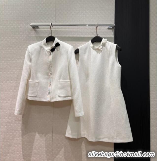 Particularly Recommended Dior White Jacket with Neck Bow DR032630 2026