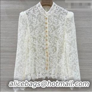 New Inexpensive Dior Lace Mesh Shirt DR032540 White 2026
