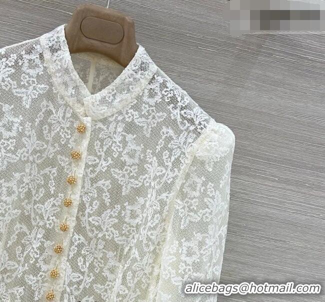 New Inexpensive Dior Lace Mesh Shirt DR032540 White 2026