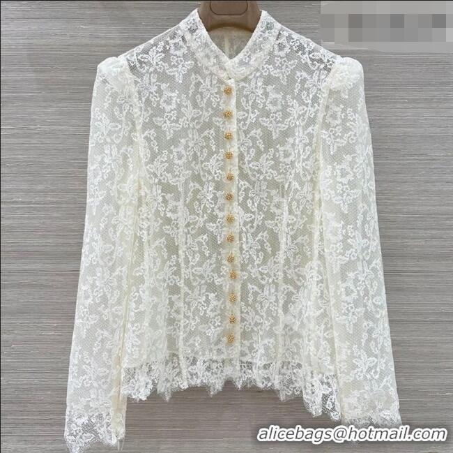 New Inexpensive Dior Lace Mesh Shirt DR032540 White 2026