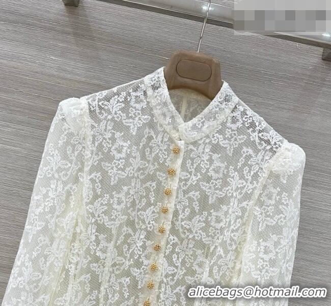 New Inexpensive Dior Lace Mesh Shirt DR032540 White 2026