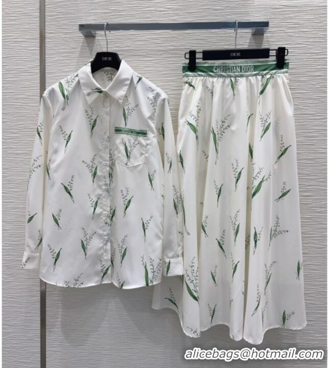 Original Cheap Dior Skirt D041014 White/Green 2026