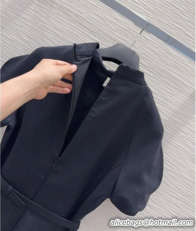 Luxury Classic Dior Dress with Ascot-Effect Tied Collar D041408 Black 2026