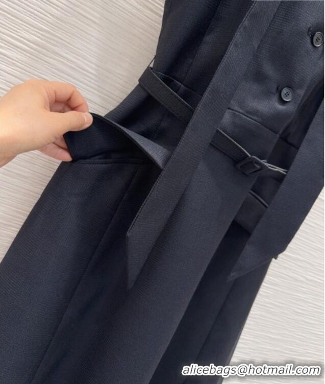 Luxury Classic Dior Dress with Ascot-Effect Tied Collar D041408 Black 2026