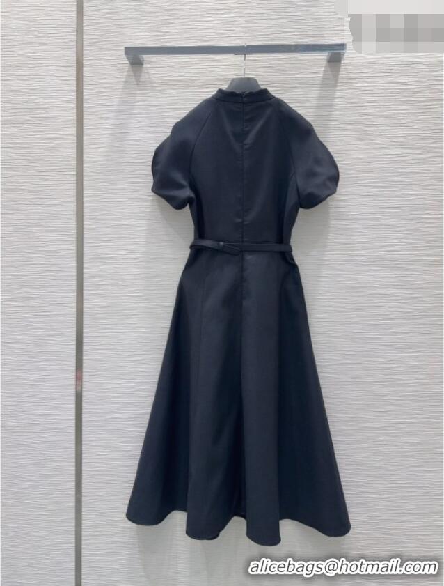Luxury Classic Dior Dress with Ascot-Effect Tied Collar D041408 Black 2026