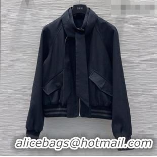 Unique Style Dior Jacket with Ascot-Effect Tied Collar D041409 Black 2026