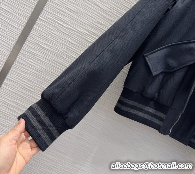 Unique Style Dior Jacket with Ascot-Effect Tied Collar D041409 Black 2026