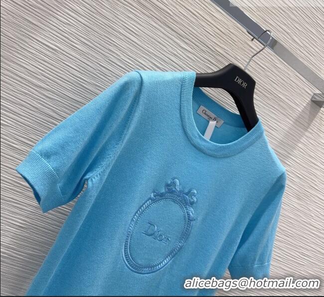 Top Grade Dior Wool Short-sleeved Sweater D041415 Blue 2026