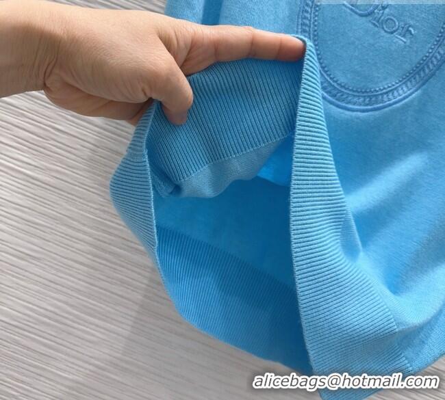 Top Grade Dior Wool Short-sleeved Sweater D041415 Blue 2026