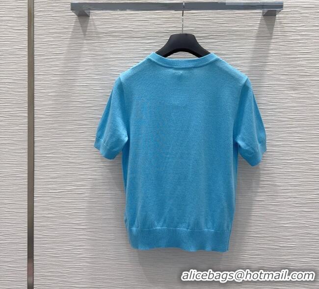 Top Grade Dior Wool Short-sleeved Sweater D041415 Blue 2026