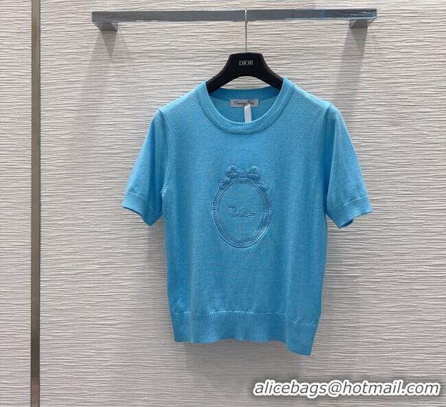 Top Grade Dior Wool Short-sleeved Sweater D041415 Blue 2026