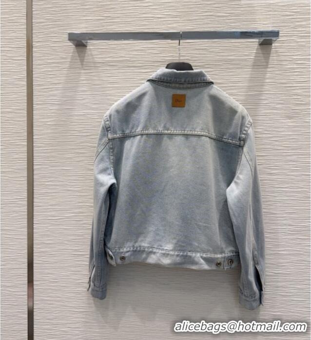 Famous Brand Dior Medaillon Cropped Jacket in Light Blue Cotton Denim D041417 2026