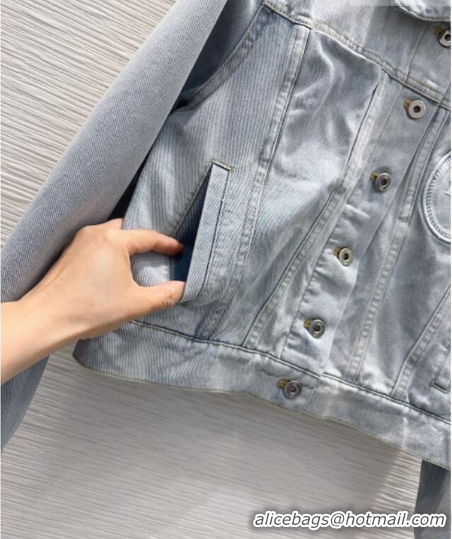 Famous Brand Dior Medaillon Cropped Jacket in Light Blue Cotton Denim D041417 2026