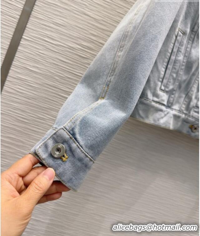 Famous Brand Dior Medaillon Cropped Jacket in Light Blue Cotton Denim D041417 2026