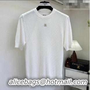 Particularly Recommended Chanel Knit T-shirt CH041420 White 2026
