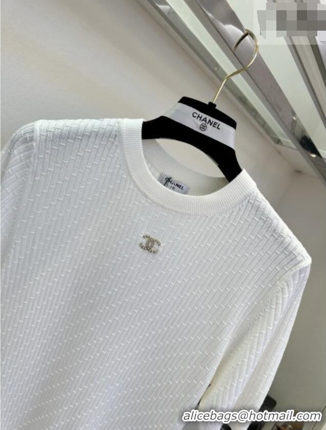Particularly Recommended Chanel Knit T-shirt CH041420 White 2026