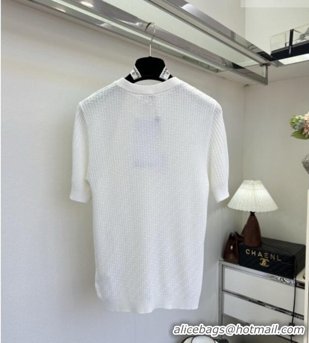 Particularly Recommended Chanel Knit T-shirt CH041420 White 2026