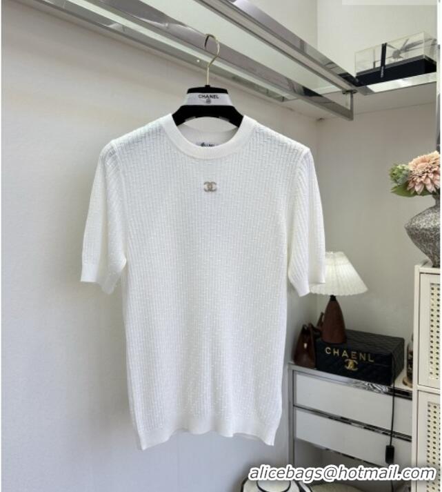 Particularly Recommended Chanel Knit T-shirt CH041420 White 2026