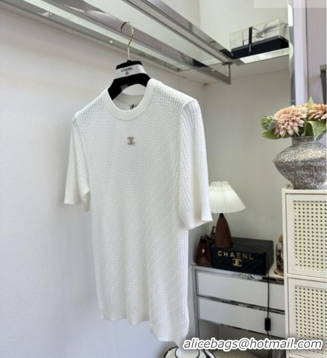 Particularly Recommended Chanel Knit T-shirt CH041420 White 2026