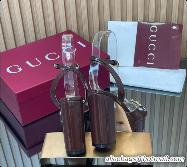 Luxurious Gucci Lambskin Leather Platform Sandals 11.5cm with Horsebit and Strass Brown 2026 795224