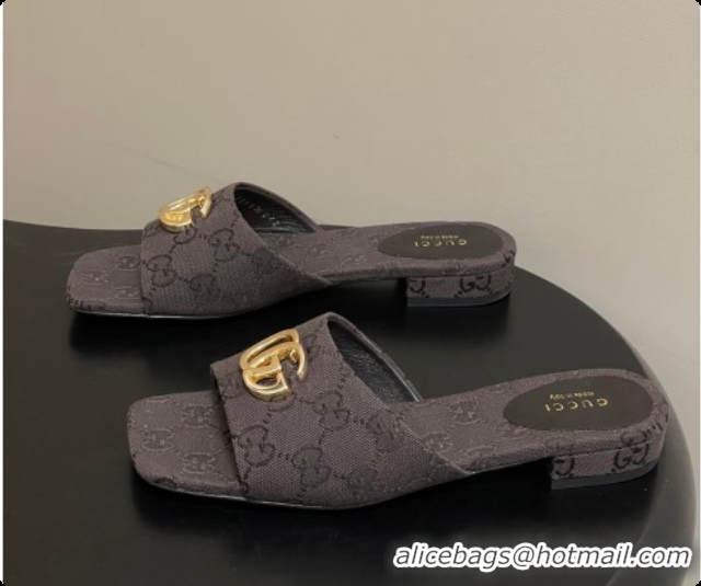 Best Price Gucci GG Canvas Flat Slides Sandal Dark Brown 2026 GG030503