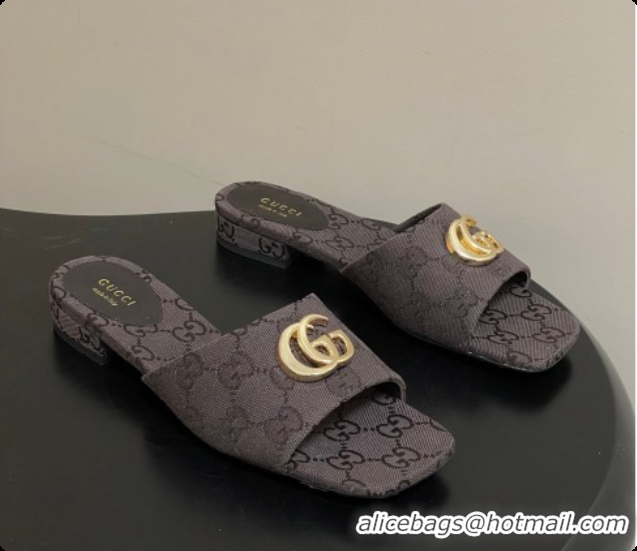 Best Price Gucci GG Canvas Flat Slides Sandal Dark Brown 2026 GG030503