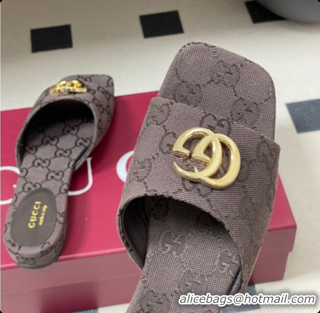 Best Price Gucci GG Canvas Flat Slides Sandal Dark Brown 2026 GG030503