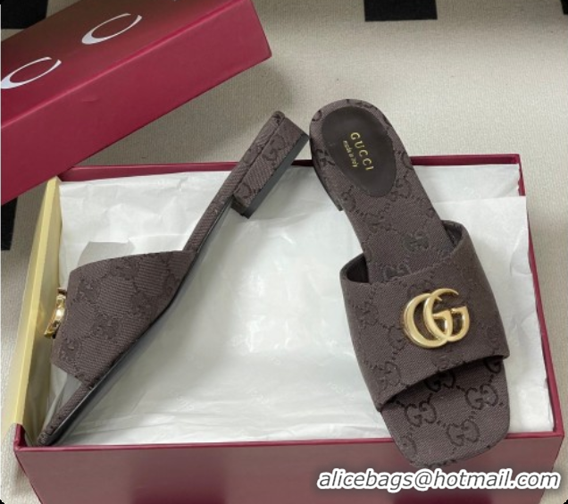 Best Price Gucci GG Canvas Flat Slides Sandal Dark Brown 2026 GG030503