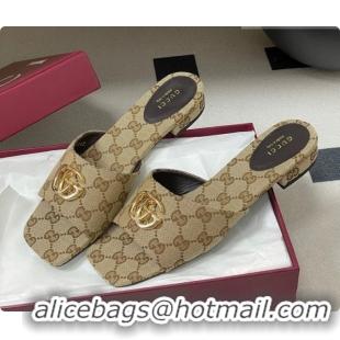 Most Popular Gucci GG Canvas Flat Slides Sandal Beige 2026 GG030503