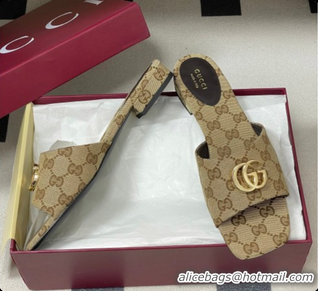 Most Popular Gucci GG Canvas Flat Slides Sandal Beige 2026 GG030503