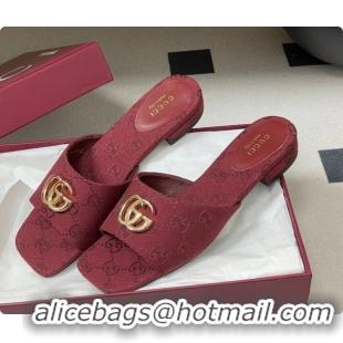 Top Grade Gucci GG Canvas Flat Slides Sandal Red 2026 GG030503