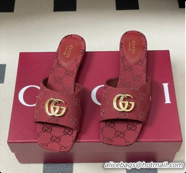 Top Grade Gucci GG Canvas Flat Slides Sandal Red 2026 GG030503