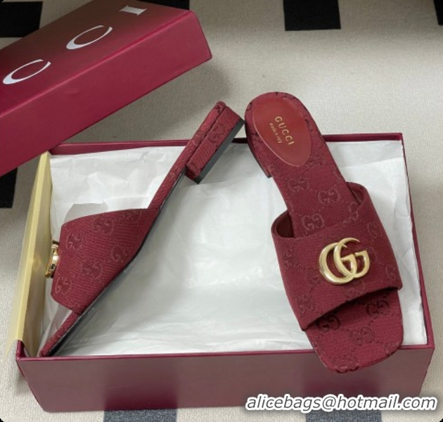 Top Grade Gucci GG Canvas Flat Slides Sandal Red 2026 GG030503