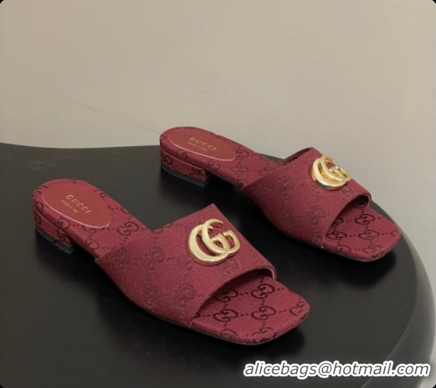 Top Grade Gucci GG Canvas Flat Slides Sandal Red 2026 GG030503