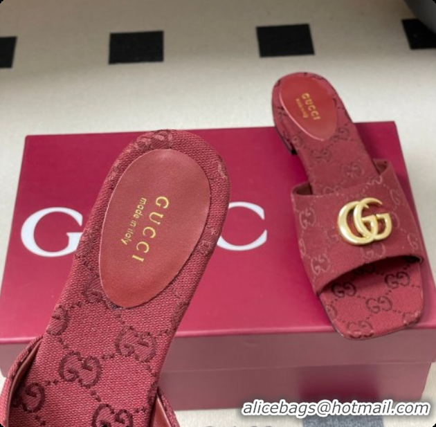 Top Grade Gucci GG Canvas Flat Slides Sandal Red 2026 GG030503