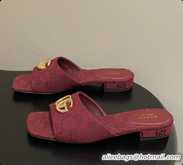 Top Grade Gucci GG Canvas Flat Slides Sandal Red 2026 GG030503