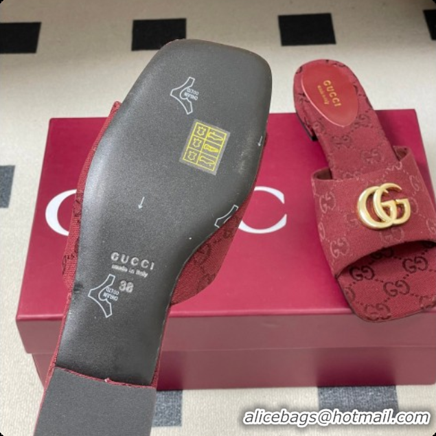 Top Grade Gucci GG Canvas Flat Slides Sandal Red 2026 GG030503