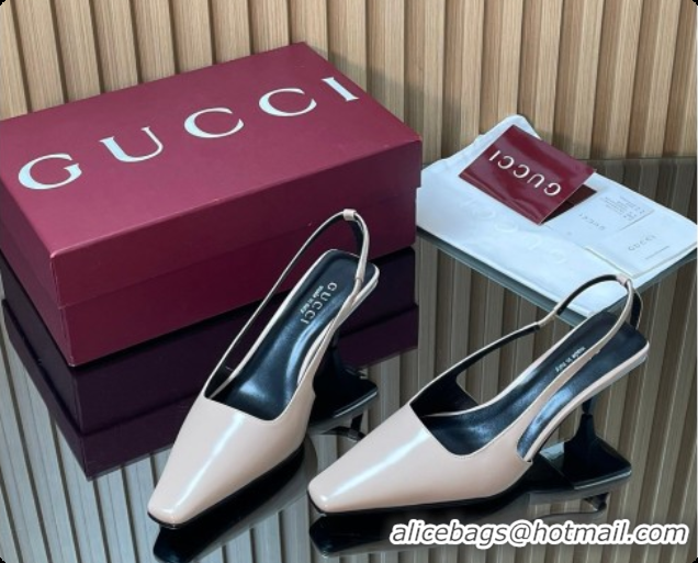Shop Duplicate Gucci Patent Leather Slingbacks Pump 5.5cm Pale Pink 2026 GG030505