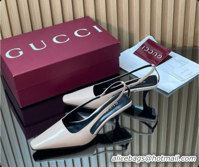 Shop Duplicate Gucci Patent Leather Slingbacks Pump 5.5cm Pale Pink 2026 GG030505