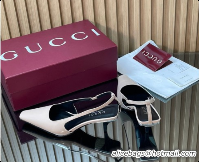 Shop Duplicate Gucci Patent Leather Slingbacks Pump 5.5cm Pale Pink 2026 GG030505