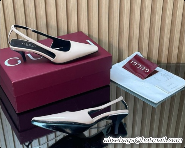 Shop Duplicate Gucci Patent Leather Slingbacks Pump 5.5cm Pale Pink 2026 GG030505