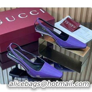 Luxurious Gucci Patent Leather Slingbacks Pump 5.5cm Dark Purple 2026 GG030505