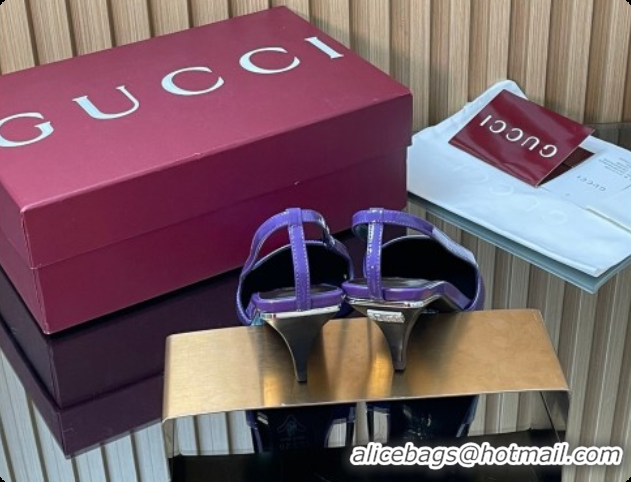 Luxurious Gucci Patent Leather Slingbacks Pump 5.5cm Dark Purple 2026 GG030505